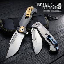 将图片加载到图库查看器，10CrMoV steel heavy-duty folding knife, high hardness and high strength cutting tool, hunting and camping
