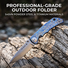 将图片加载到图库查看器，Folding knife, titanium alloy handle S45VN powder steel EDC cutting tool
