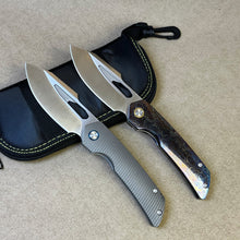 将图片加载到图库查看器，M390 powder steel folding knife, TC4 titanium alloy handle
