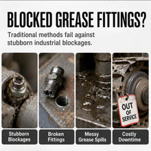 将图片加载到图库查看器，Industrial Grease Unclogger - Professional Grade GreaseClearer, Heavy Duty Steel Body Tools for Mechanics, 600+PSI High Pressure Spiral Press, M6-M8-M10 ThreadAdapters, for Tractors &amp; Automotive Maintenance
