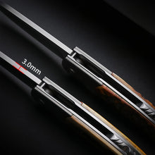 将图片加载到图库查看器，Handmade M390 powder steel folding knife, deer antler handle pocket knife
