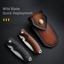 将图片加载到图库查看器，Hand drawn M390 powder steel folding knife, pocket knife, sand iron wood and carbon fiber handle
