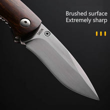 将图片加载到图库查看器，Hand drawn M390 powder steel folding knife, pocket knife, sand iron wood and carbon fiber handle
