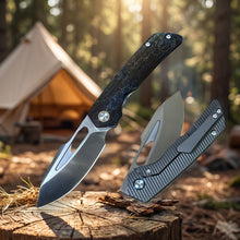 将图片加载到图库查看器，M390 powder steel folding knife, TC4 titanium alloy handle
