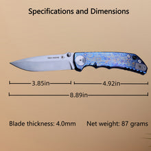 将图片加载到图库查看器，Folding knife, titanium alloy handle S45VN powder steel EDC cutting tool
