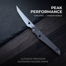 将图片加载到图库查看器，M390 powder steel lock free folding knife, titanium alloy slim and simple high-end small knife
