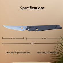将图片加载到图库查看器，M390 powder steel lock free folding knife, titanium alloy slim and simple high-end small knife
