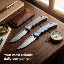 将图片加载到图库查看器，Folding knife, titanium alloy handle S45VN powder steel EDC cutting tool
